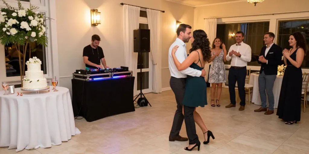 Hochzeit DJ Berlin Brandenburg mit tanzenden Gästen und eleganter Dekoration